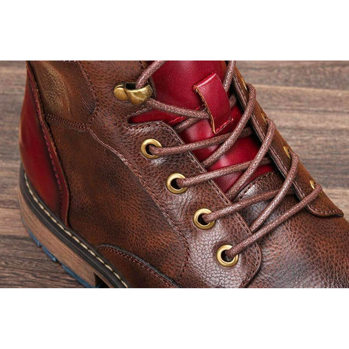 Men's Ankle Boots Lace-Up Cap Toe Brown Leather