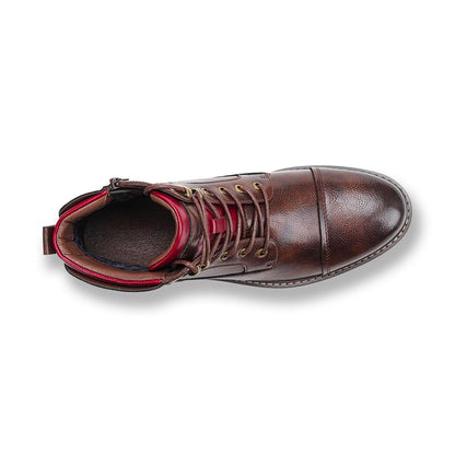 Men's Ankle Boots Lace-Up Cap Toe Brown Leather