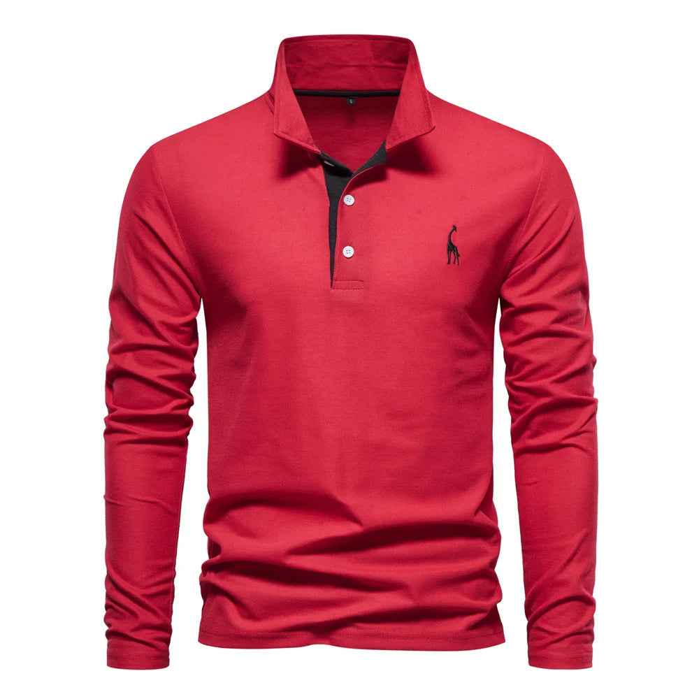 Men's Long Sleeve Polo Jumper Cotton Classic Collar - VibreMode