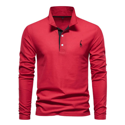 Men's Long Sleeve Polo Jumper Cotton Classic Collar - VibreMode