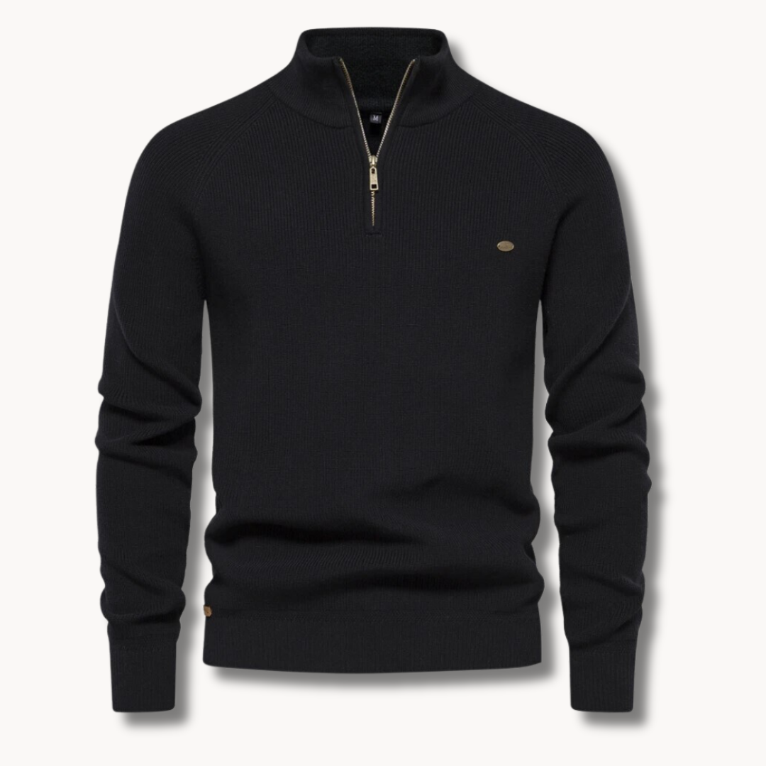 Men's Slim Fit Knitted Jumper Half-Zip Stand Collar