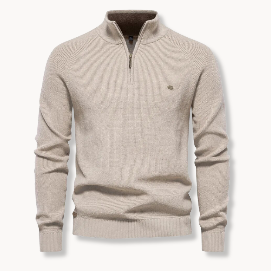Men's Slim Fit Knitted Jumper Half-Zip Stand Collar