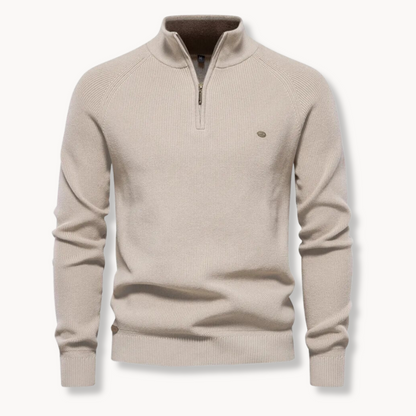 Men's Slim Fit Knitted Jumper Half-Zip Stand Collar