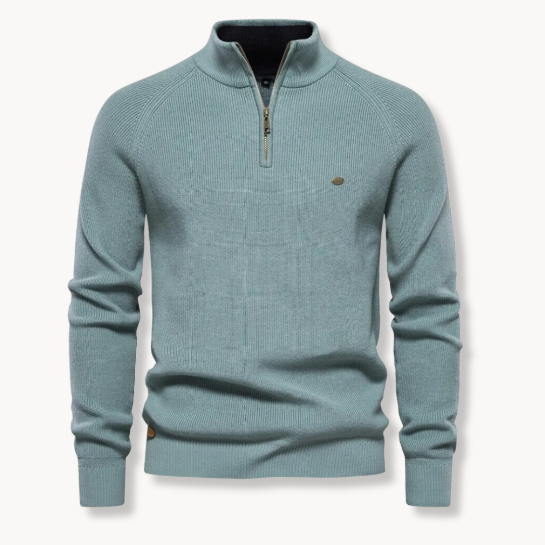 Men's Slim Fit Knitted Jumper Half-Zip Stand Collar