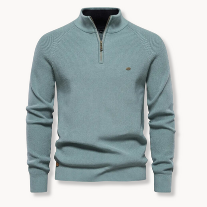 Men's Slim Fit Knitted Jumper Half-Zip Stand Collar
