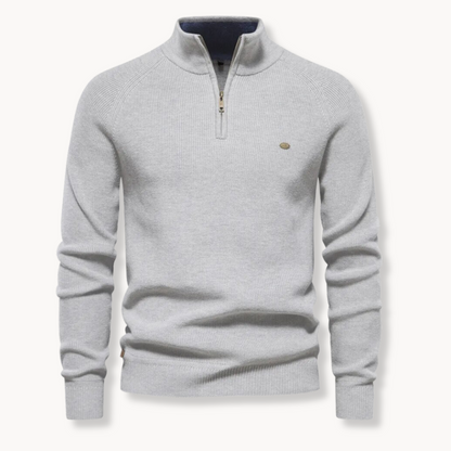Men's Slim Fit Knitted Jumper Half-Zip Stand Collar