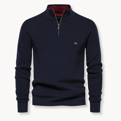 Men's Slim Fit Knitted Jumper Half-Zip Stand Collar - VibreMode