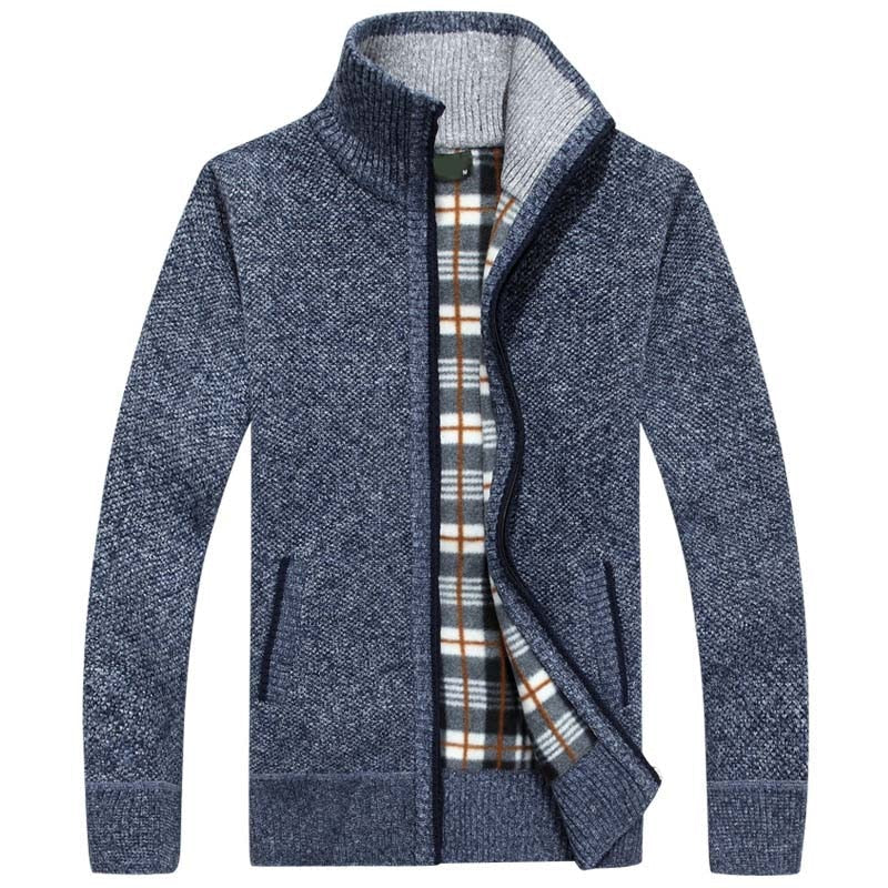 Men's Knitted Sweater Zipper Warm Gray