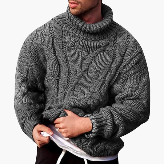 Men's Turtleneck Sweater Classic Knit Pullover - VibreMode