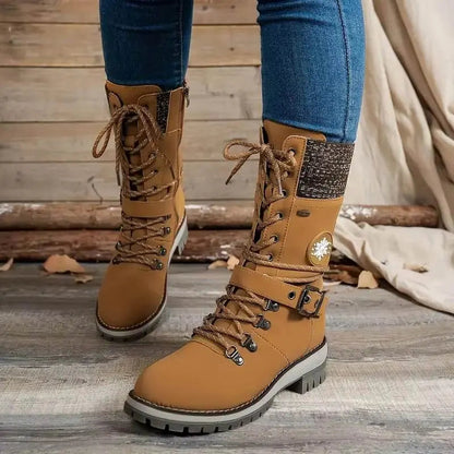Women's Lace-Up Winter Combat Boots - VibreMode