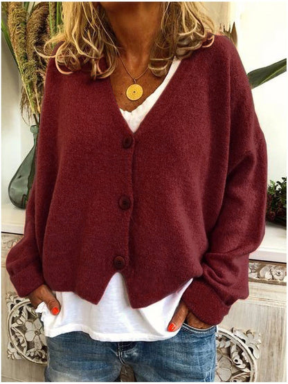 Women's V-Neck Cardigan Relaxed Fit