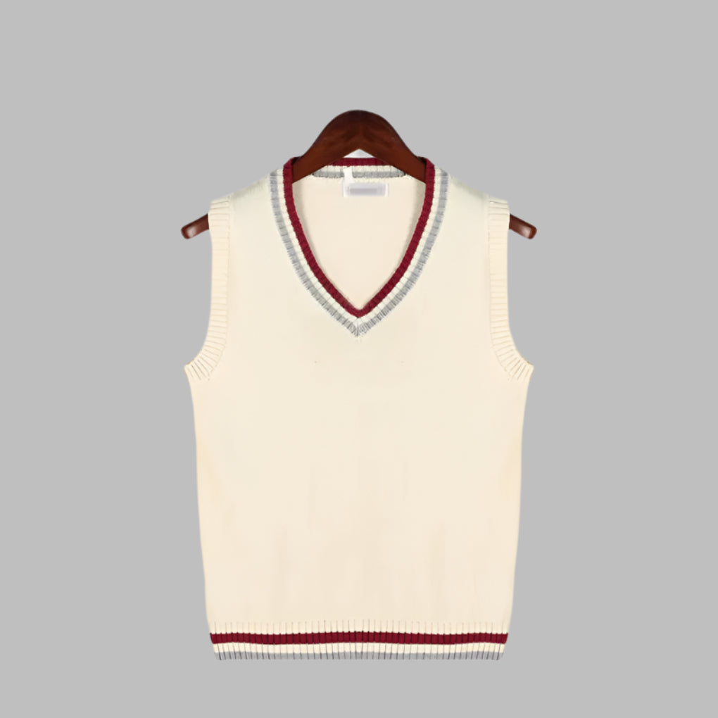 Striped Sleeveless Pullover Preppy Style