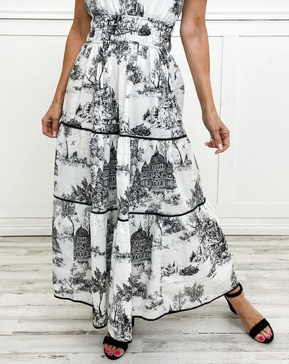 Women's Classic Maxi Dress Toile Print