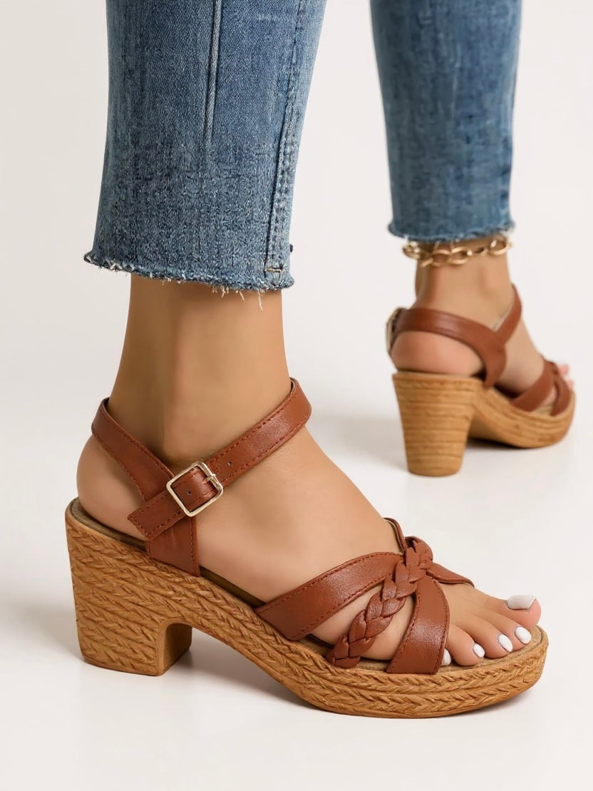 Comfortable Woven Block Heel Sandals for Women