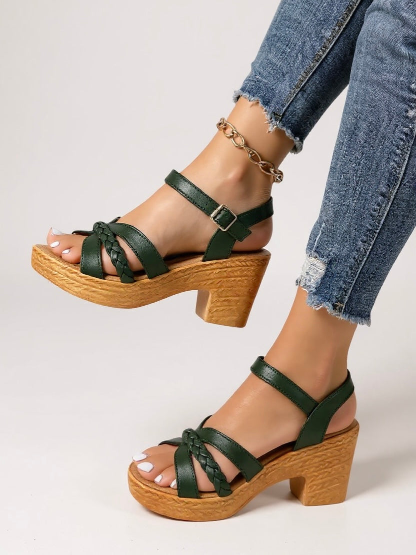 Comfortable Woven Block Heel Sandals for Women