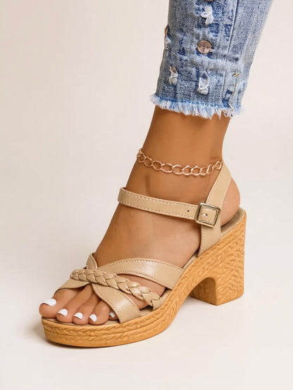 Comfortable Woven Block Heel Sandals for Women