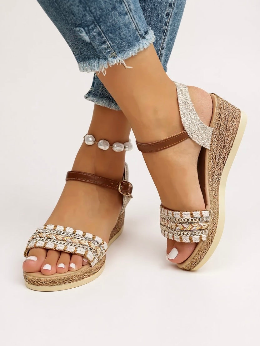 Effie Women's Woven Wedge Sandals - VibreMode