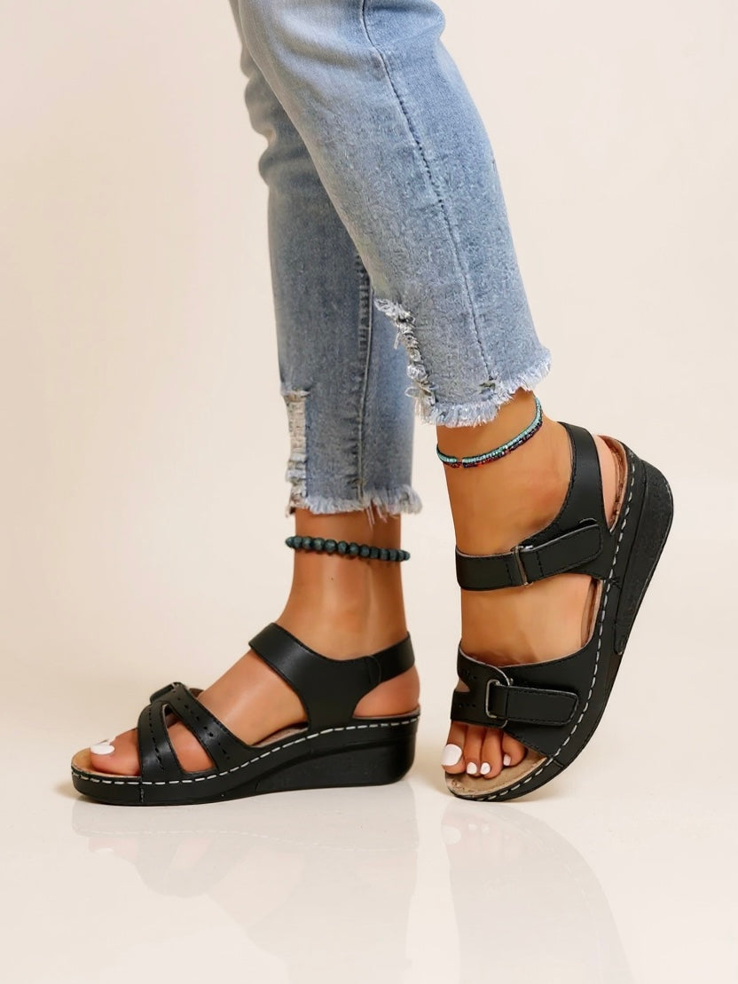 Maren Women's Wedge Sandals Cushioned Adjustable - VibreMode