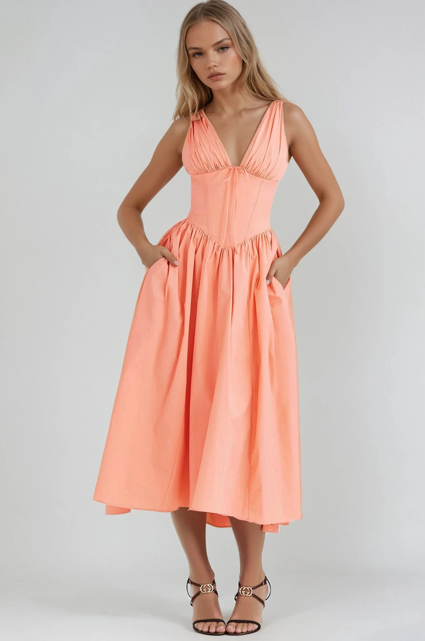 Women's Midi Floral V-Neck Summer Dress