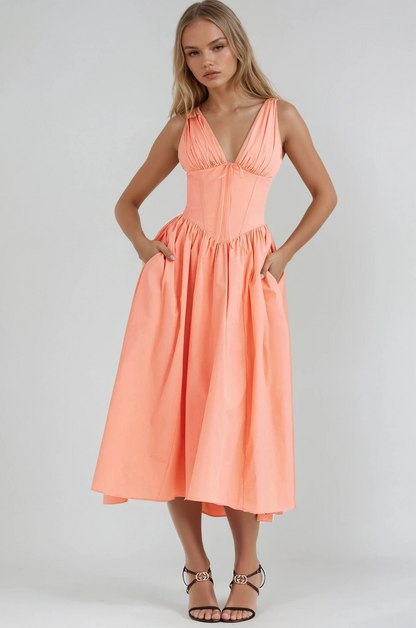 Women's Midi Floral V-Neck Summer Dress