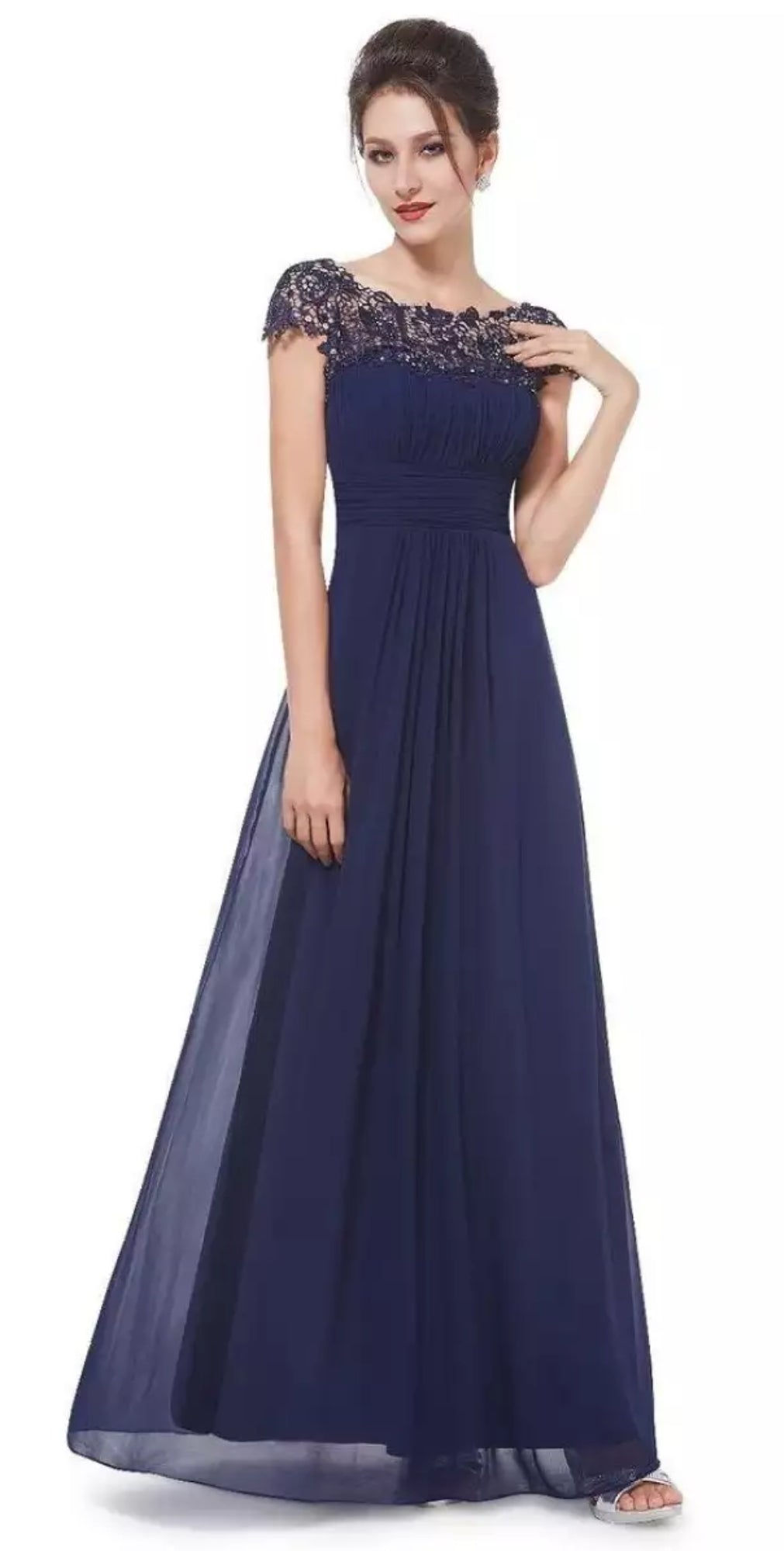 Women's Lace Gown Floral Open Back
