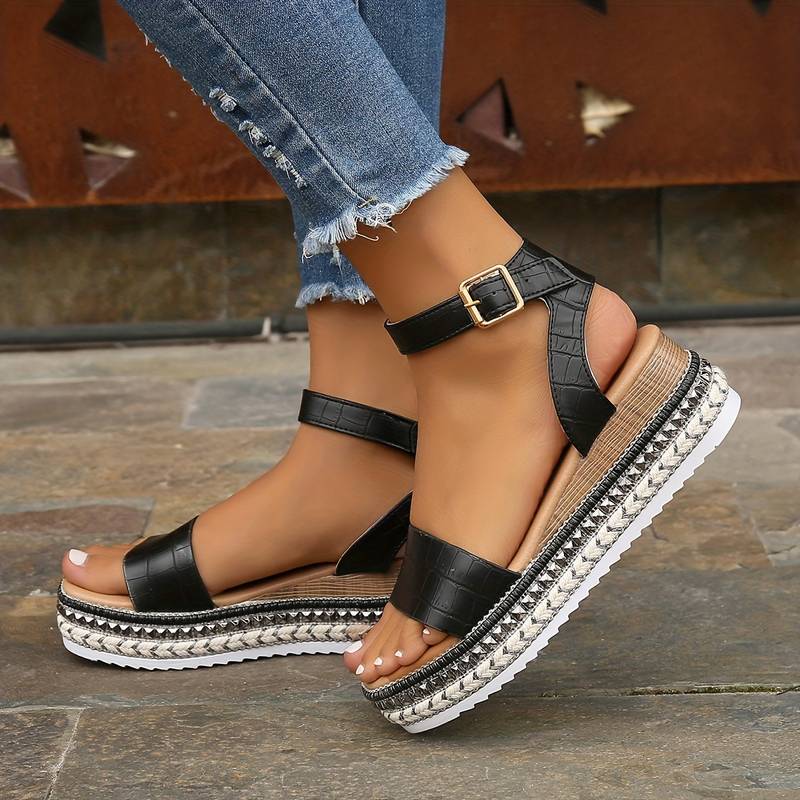 Women's Platform Sandals Ankle Strap Textured Sole