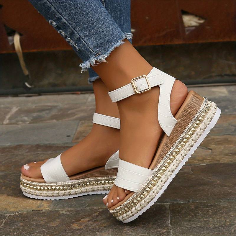 Women's Platform Sandals Ankle Strap Textured Sole