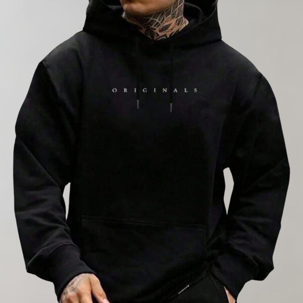 Men's Embroidered Hoodie Kangaroo Pocket Sweatshirt - VibreMode