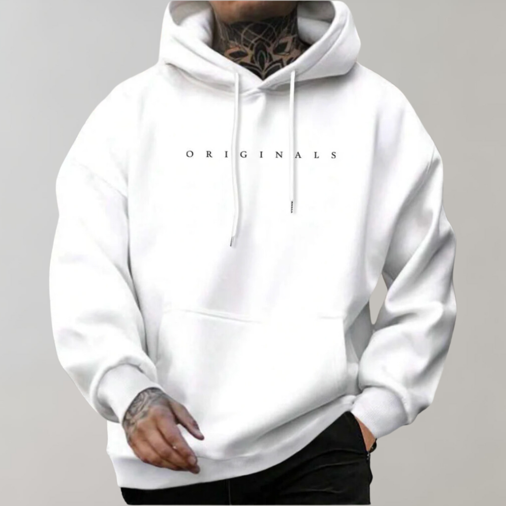 Men's Embroidered Hoodie Kangaroo Pocket Sweatshirt