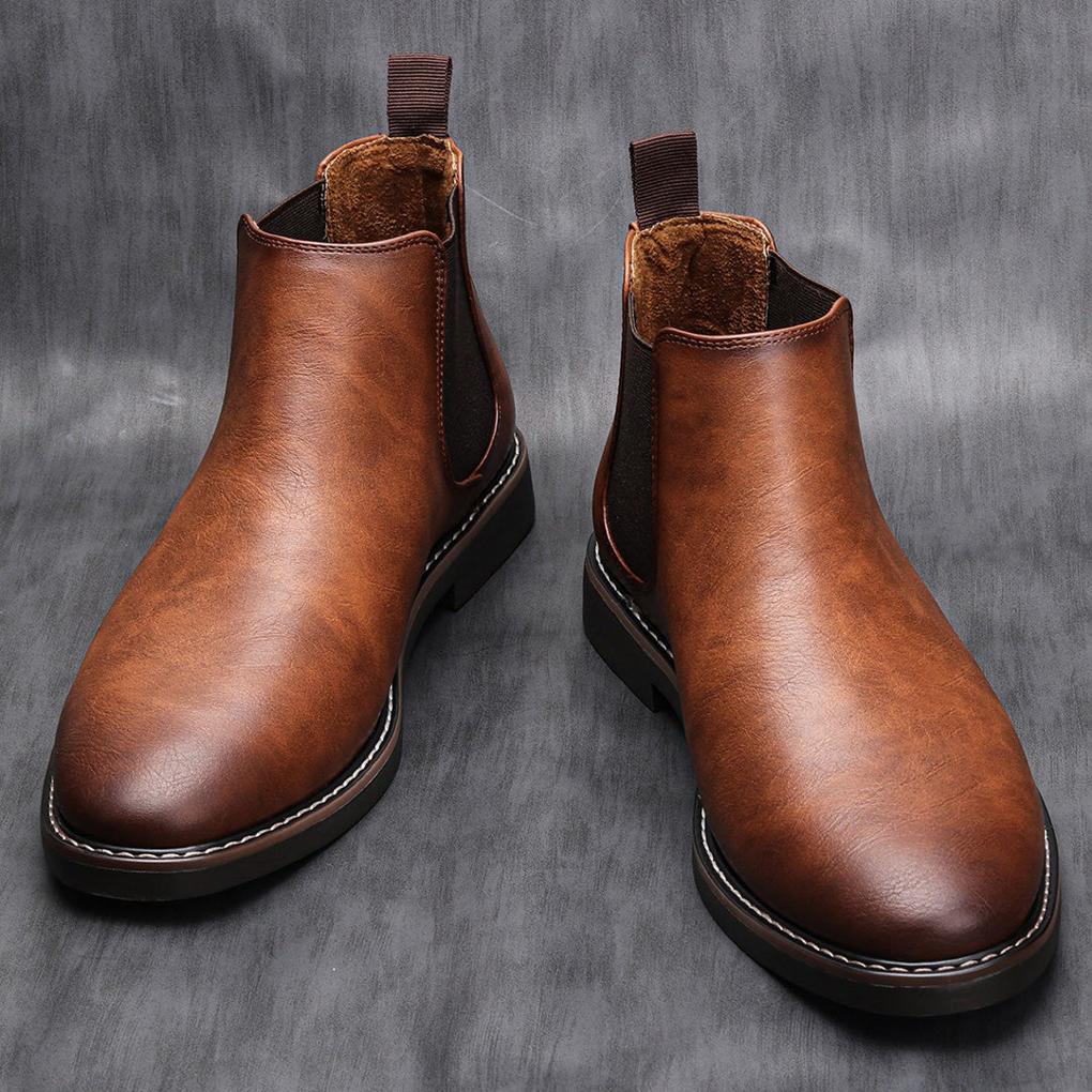 Men's Chelsea Boots Ankle Leather Classic Black - VibreMode