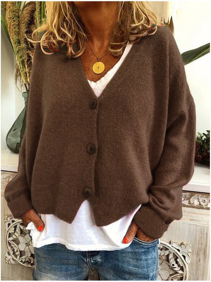 Women's V-Neck Cardigan Relaxed Fit