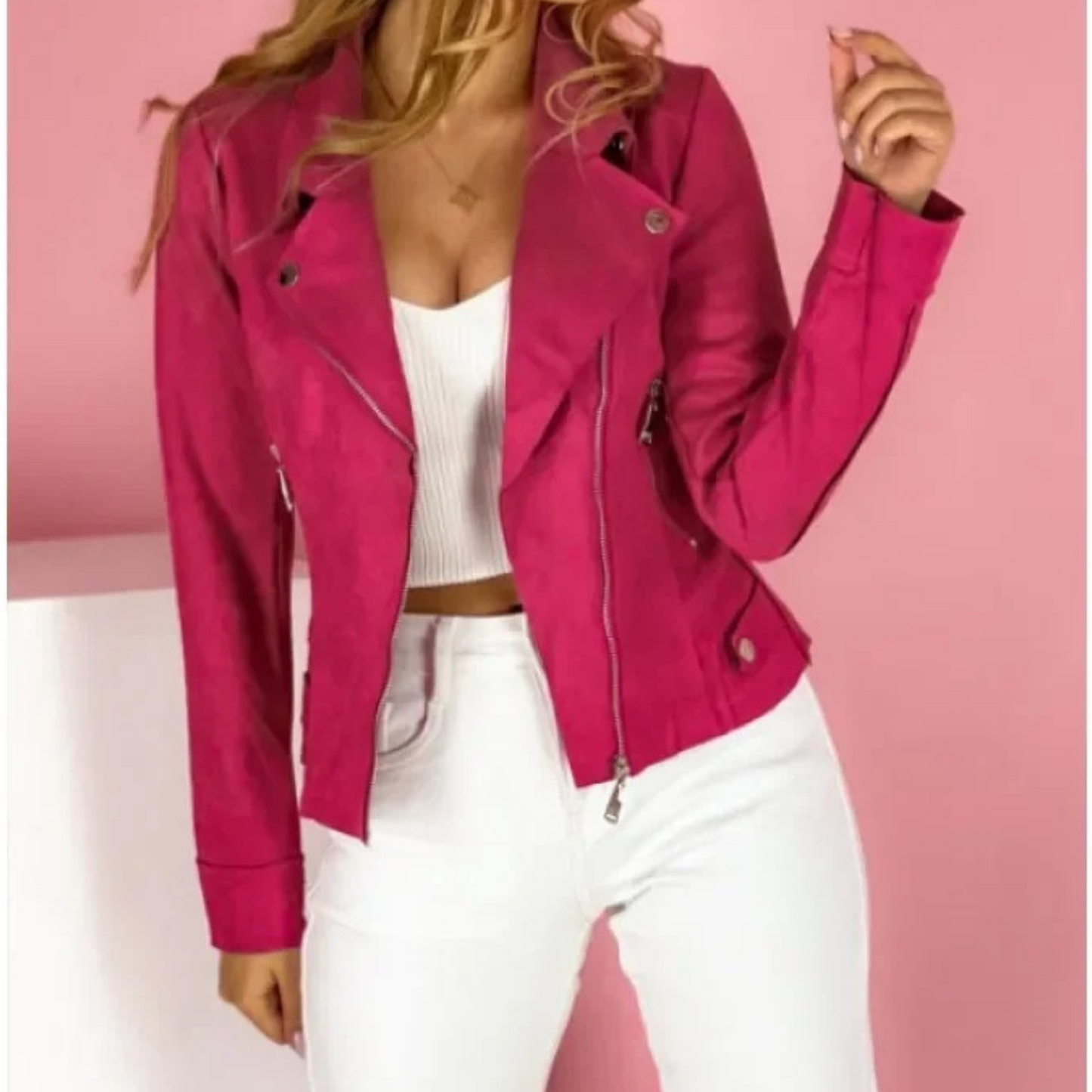 Women's Suede Biker Jacket Lightweight