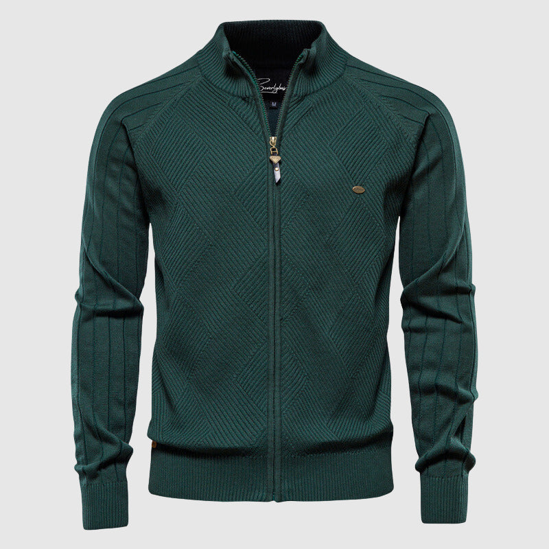 Men's Turtleneck Cardigan Sweater Zipper Front