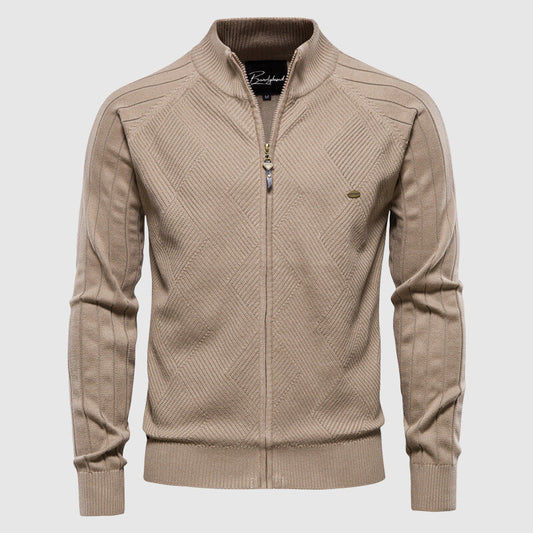 Men's Turtleneck Cardigan Sweater Zipper Front - VibreMode