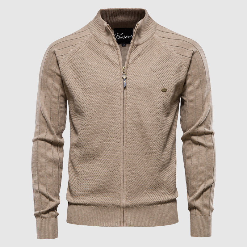 Men's Zipper Cardigan Turtleneck Sweater - VibreMode