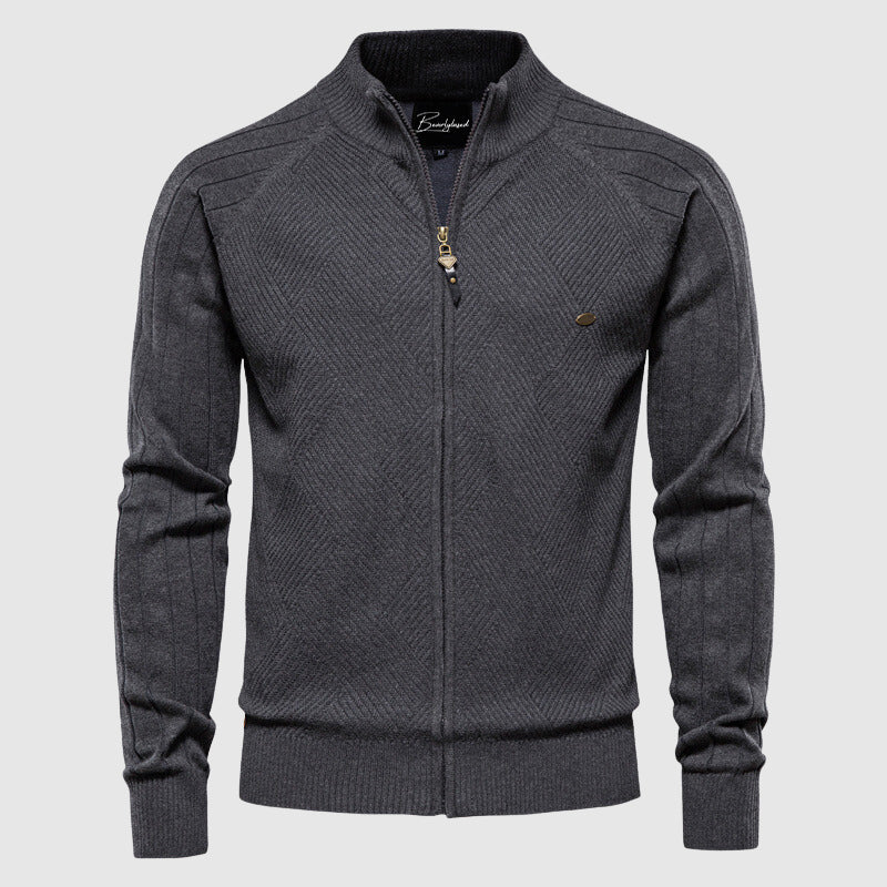 Men's Turtleneck Cardigan Sweater Zipper Front