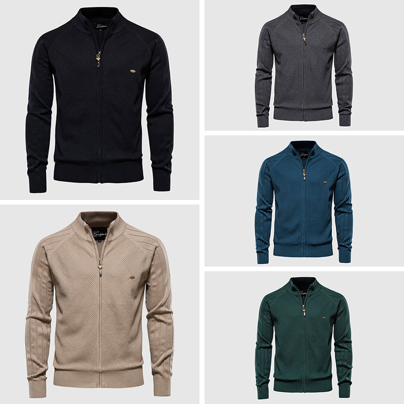 Men's Cotton Full Zip Cardigan Sweater - VibreMode