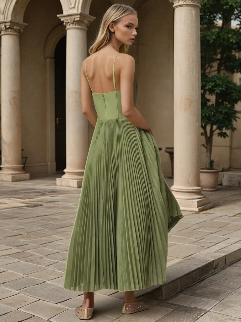 Women's Sleeveless Pleated Maxi Dress
