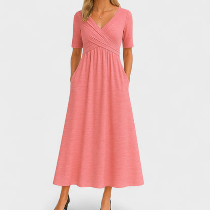 Elegant V-Neck Women's Midi Dress