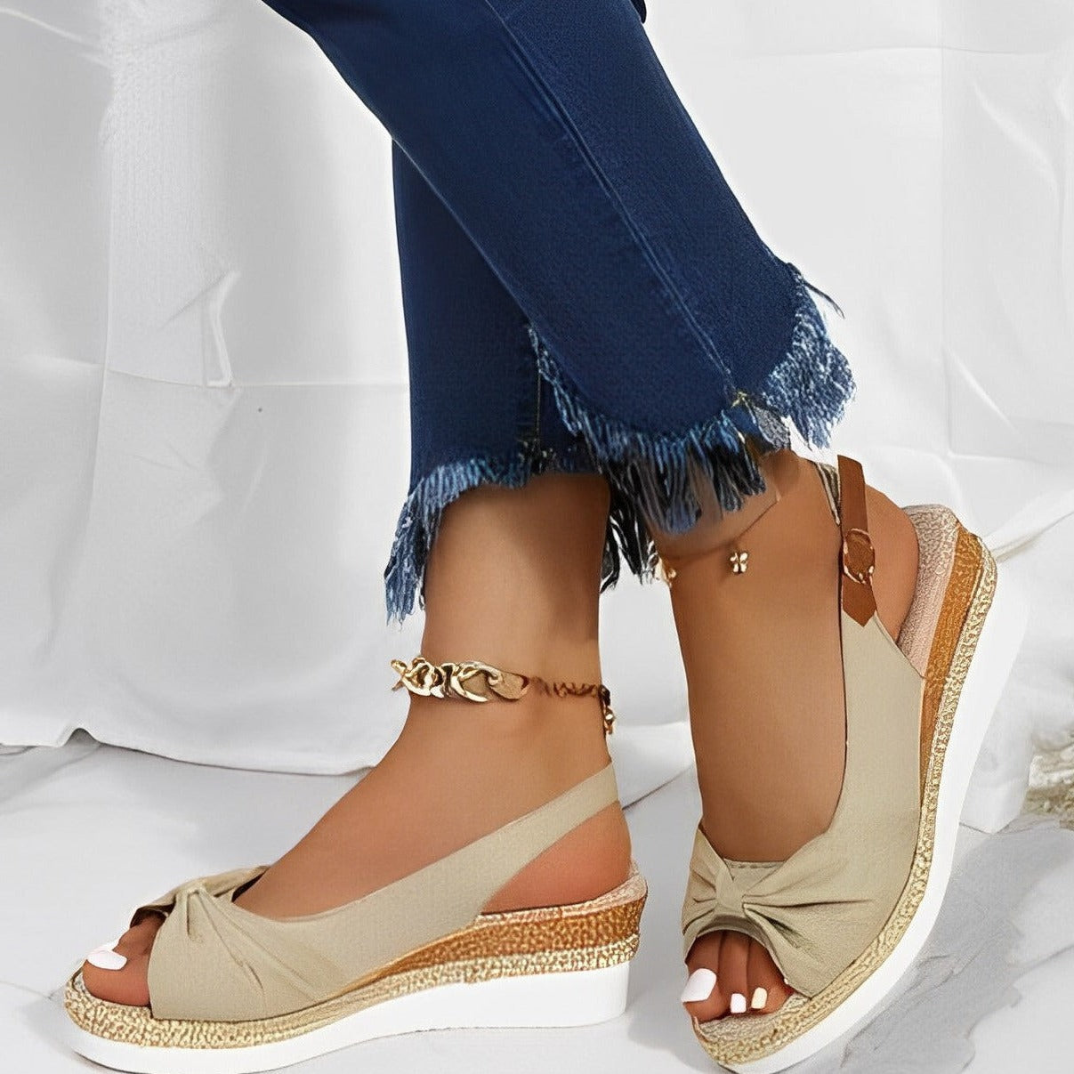 Women's Espadrille Wedge Sandals Canvas Natural - VibreMode