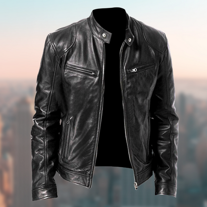 Men's Leather Jacket Timeless Classic Brown - VibreMode