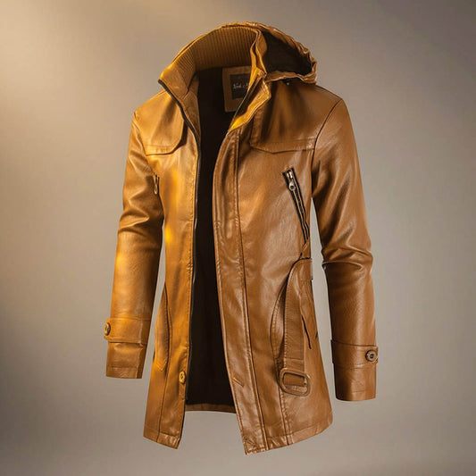 Classic Biker Leather Hoodie Jacket - VibreMode