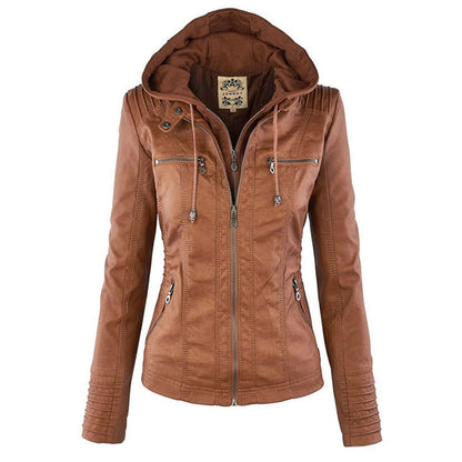 Women's Fitted Biker Jacket Hooded - VibreMode