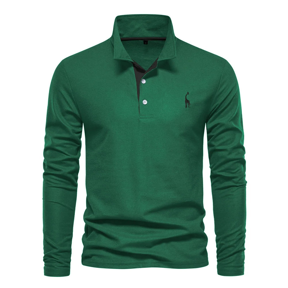 Men's Long Sleeve Polo Jumper Cotton Classic Collar