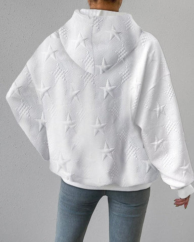 Women's White Knitted Hoodie Long Sleeves