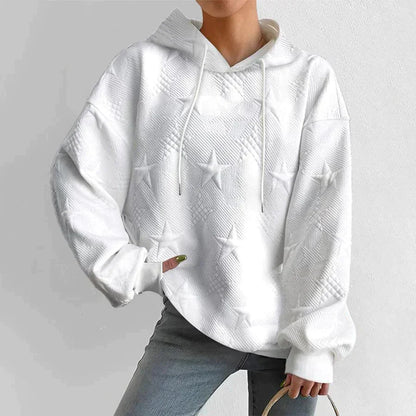 Women's Textured Star Hoodie Pullover Sweatshirt - VibreMode