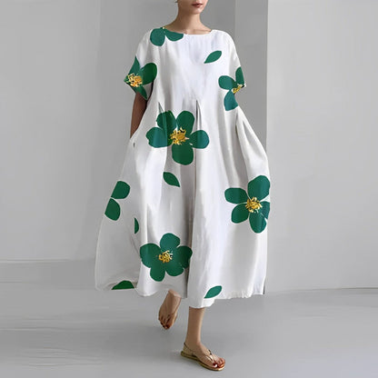 Women's Short Sleeve Printed Midi Dress - VibreMode