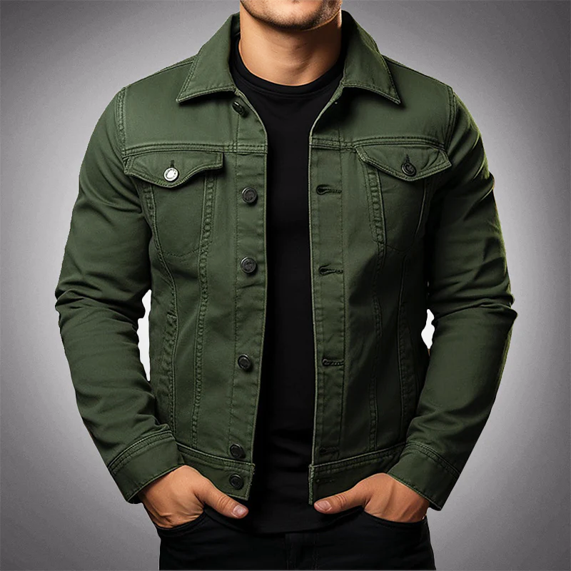 Men's Denim Jacket Buttons Practical Pockets
