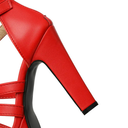 Women's Leather Flat Sandals Wide Fit Platform