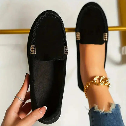 Women's Black Loafers Lightweight Comfort Shoes - VibreMode